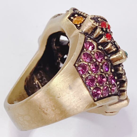 Signed Heidi Daus Multicolor Swarovski Crystal Art Deco Revival Ring Size 6.75 - Picture 6 of 11
